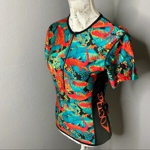 Vintage Speedo Swim Top Bright Iguana Print Medium